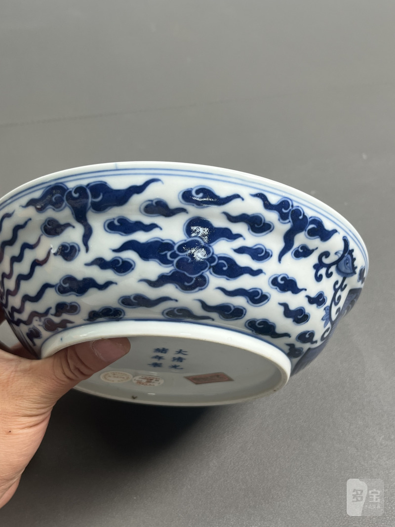 清光绪 青花对头凤纹盖碗 - 图8
